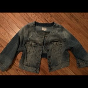 Size 2 Torrid 3/4 sleeve distressed jean jacket